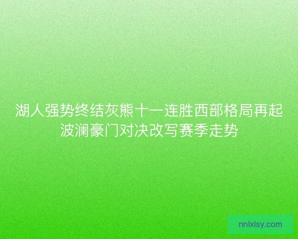 湖人强势终结灰熊十一连胜西部格局再起波澜豪门对决改写赛季走势